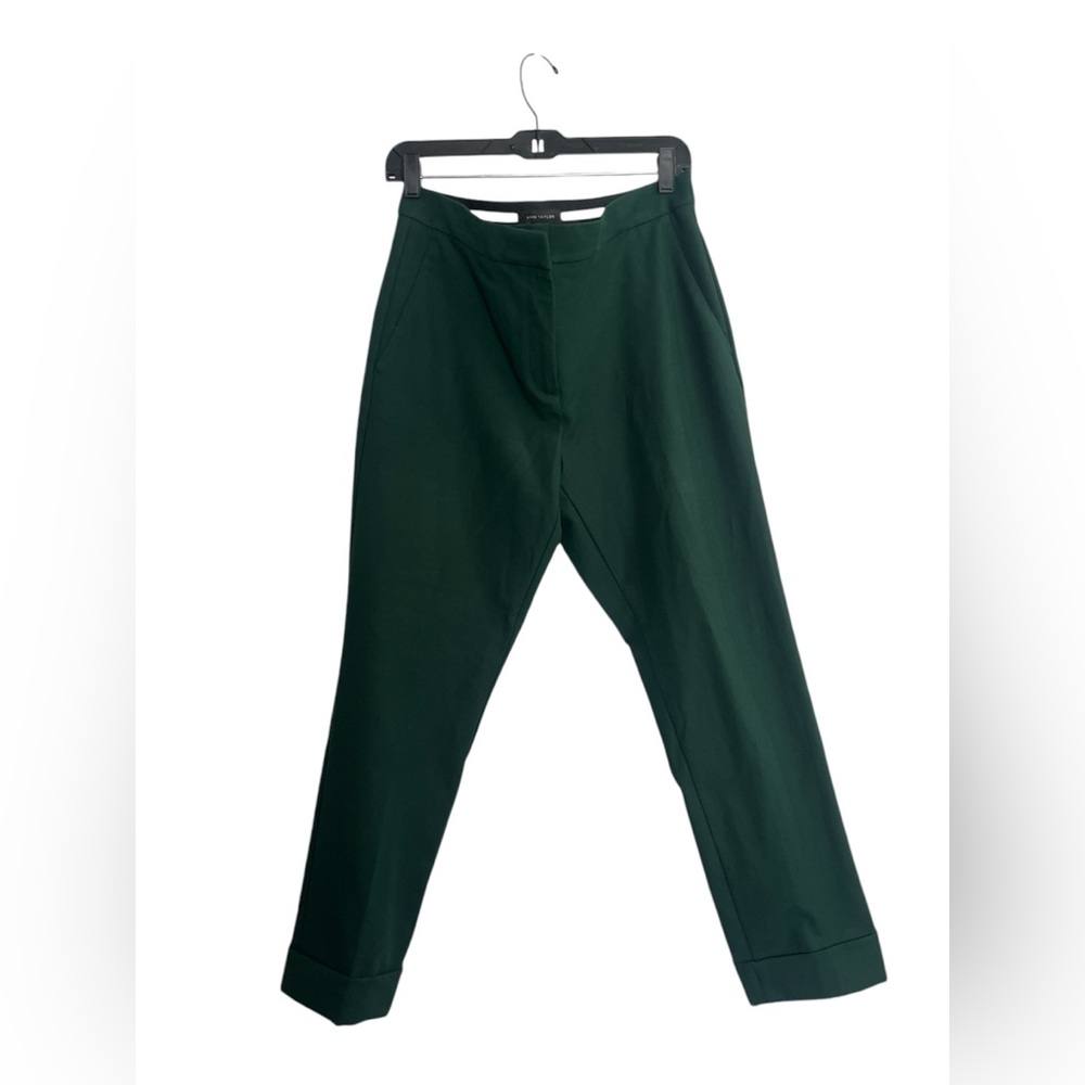 Ann Taylor Womens Cuffed Trouser Pant- Deep Slate Green Size 8